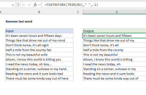 Excel formula: Remove last word