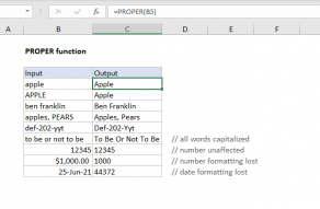 Excel PROPER function
